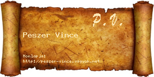 Peszer Vince névjegykártya